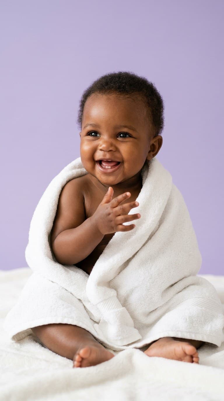 Bébé enveloppé dans une serviette